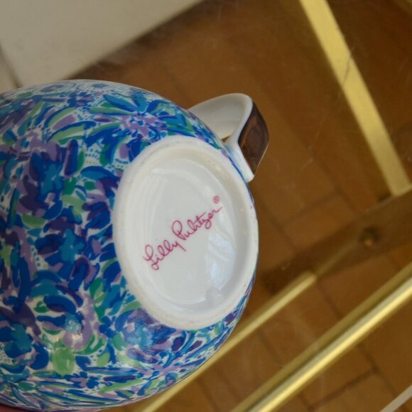 LILY PULITZER Hidden Lion / Floral 14 oz. Ceramic Mug "High Manetenance" Pattern - Picture 7 of 8